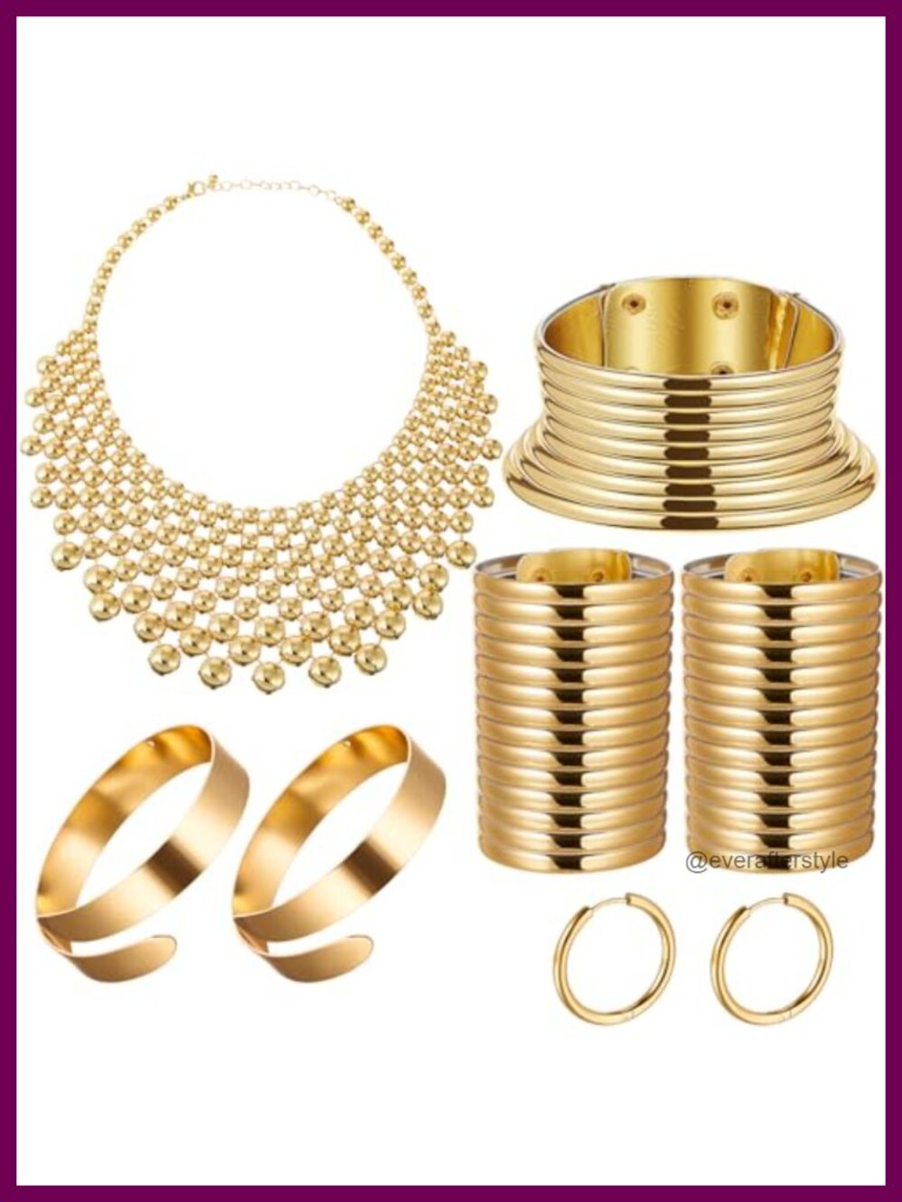 Egyptian Queen Jewelry Set Bib Collar Choker Armlets Bracelets Earrings Cosplay